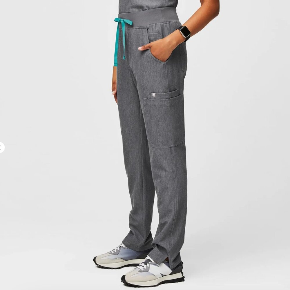 Figs Women's Graphite Straight Leg Scrub Pants, Elastic Tie Waistband, Medium